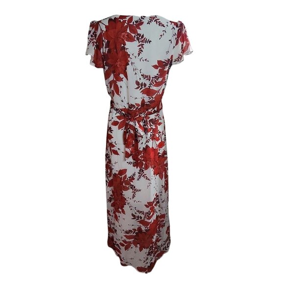 Julia Jordan Dress Womens Size 12 Red White Floral Hi Lo Lightweight Flowy Maxi - Picture 3 of 7